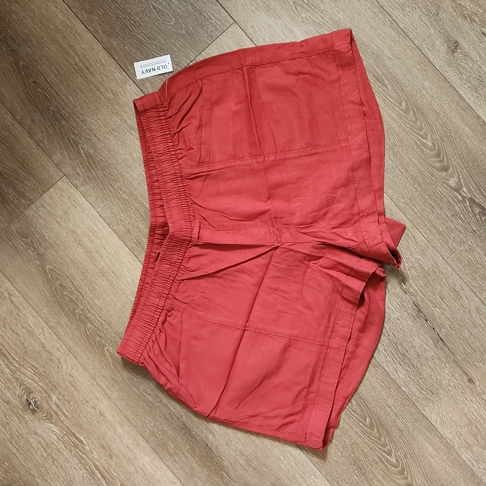 NWT Old Navy Women's Linen Shorts With Pockets 2X Drawstring Waist Fired Clay